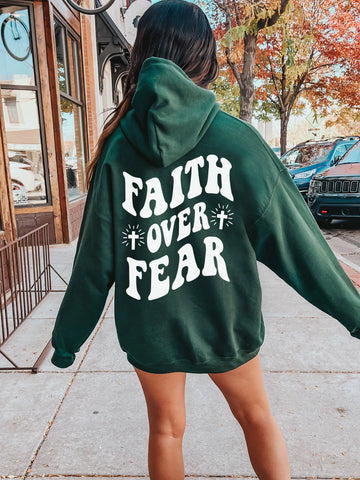 Double Sided Faith Over Fear Hoodie for Inspirational Everyday Style
