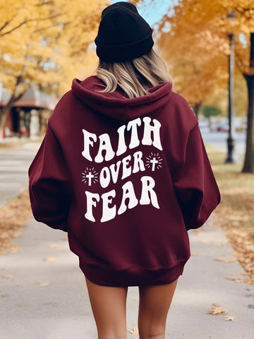 Double Sided Faith Over Fear Hoodie for Inspirational Everyday Style