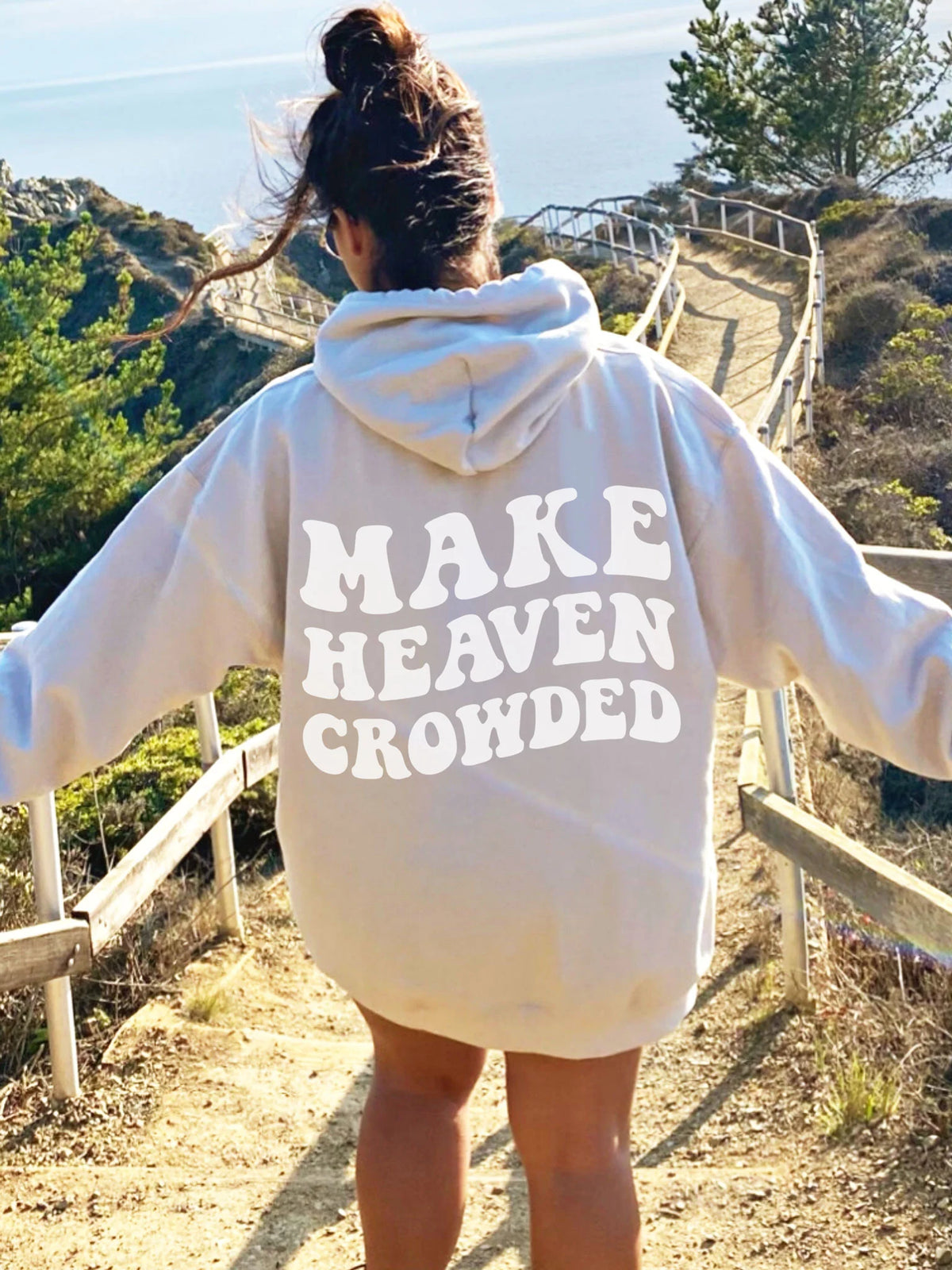 Preppy Christian Hoodie with Inspirational Make Heaven Crowded Design
