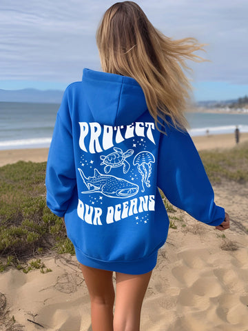 Ocean Conservation Hoodie with Sea Animals for Everyday Beachy Style