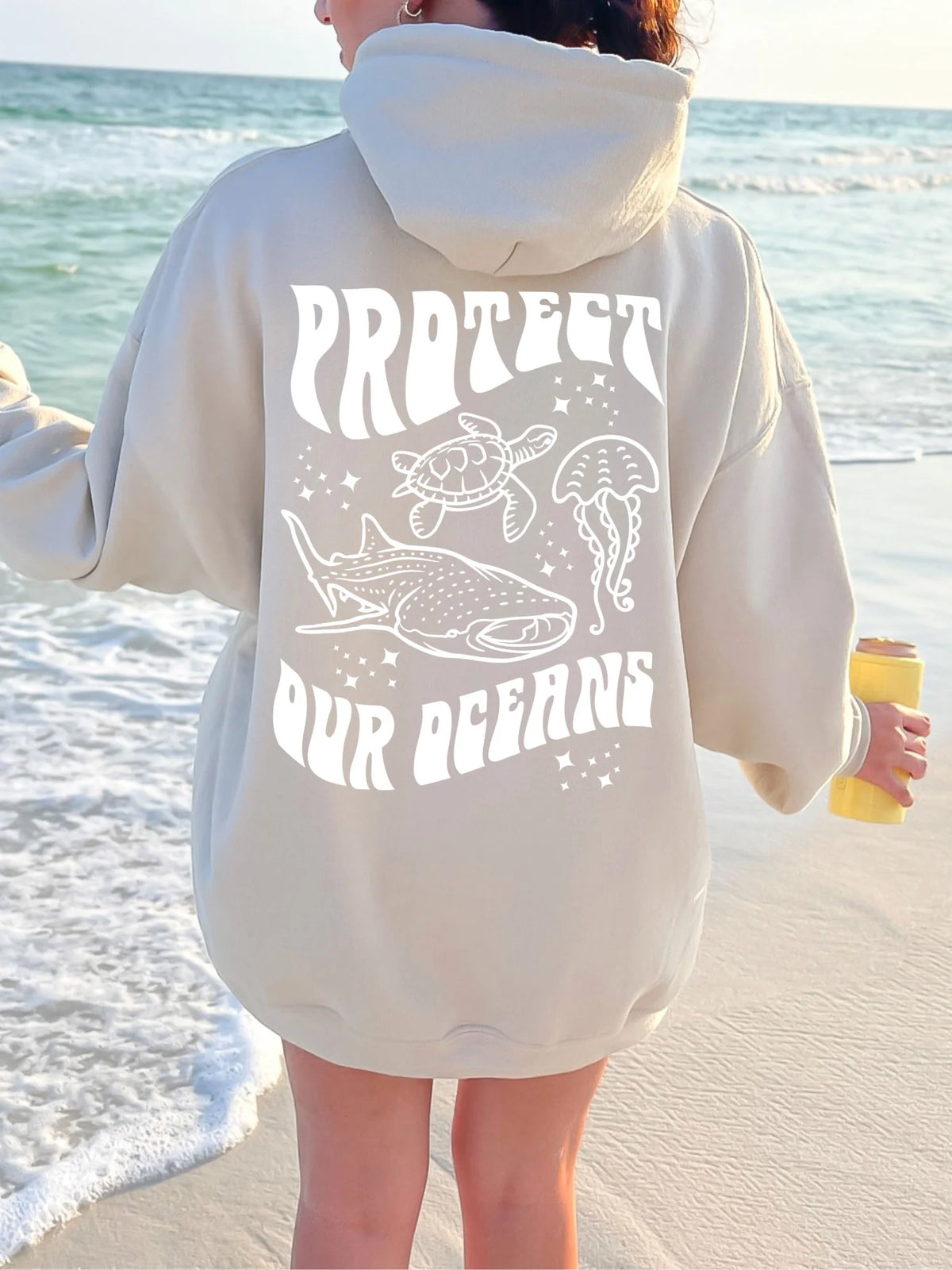 Ocean Conservation Hoodie with Sea Animals for Everyday Beachy Style