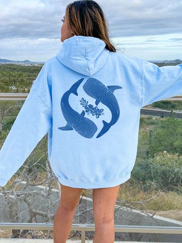 Yin Yang Whale Shark Hoodie for Ocean Conservation & Boho Style