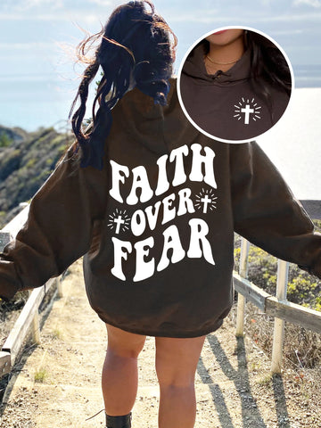 Double Sided Faith Over Fear Hoodie for Inspirational Everyday Style