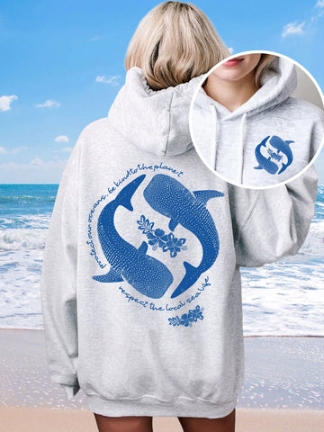 Whale Shark Graphic Hoodie for Ocean Conservation and Cozy Street Style