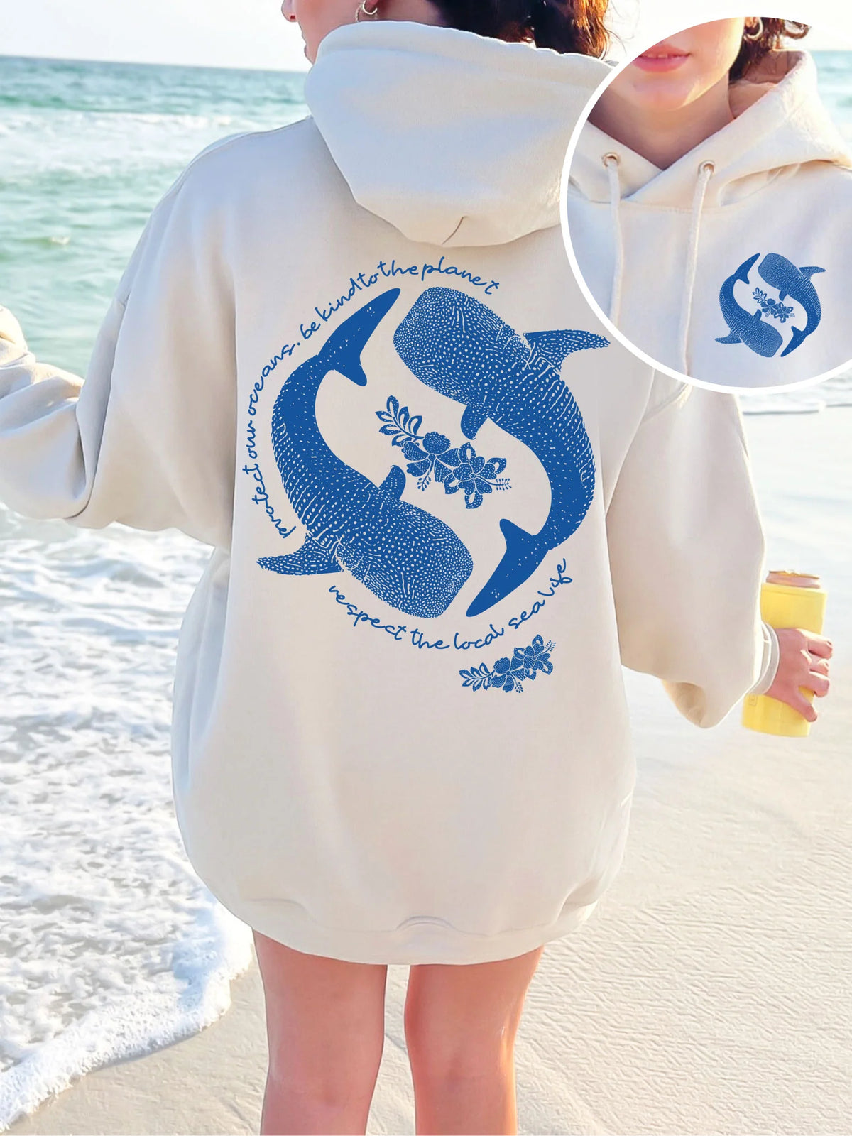 Whale Shark Graphic Hoodie for Ocean Conservation and Cozy Street Style