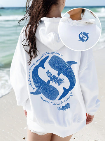 Whale Shark Graphic Hoodie for Ocean Conservation and Cozy Street Style