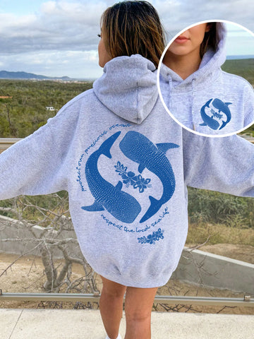 Inspirational Double Sided Whale Shark Hoodie with Bible Verse Isaiah 43:2