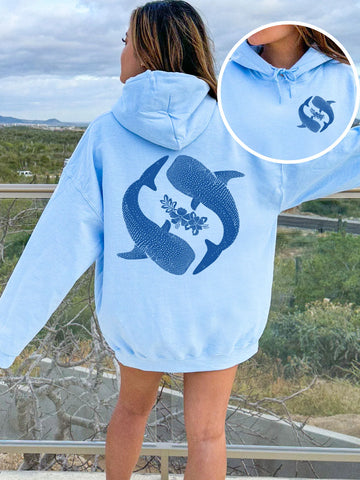 Double Sided Yin Yang Whale Shark Hoodie for Ocean Conservation Style