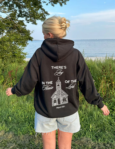 Cozy Unisex Hoodie with Inspirational Psalm 122:1 Scripture Design