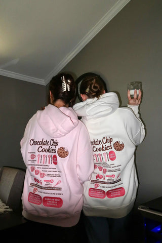 Light Pink Hoodie with Chocolate Chip Cookie Embroidery for a Sweet Everyday Look
