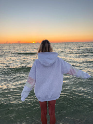 Pastel Quilted Hoodie with Delicate Embroidery for a Dreamy Look