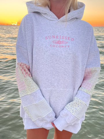 Pastel Quilted Hoodie with Delicate Embroidery for a Dreamy Look