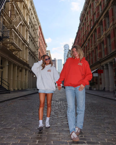 Oversized Red Hoodie with Embroidered NYC Detail for Everyday Luxury