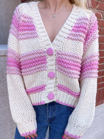 Chunky Knit Pink Cardigan for Cozy Everyday Outfits