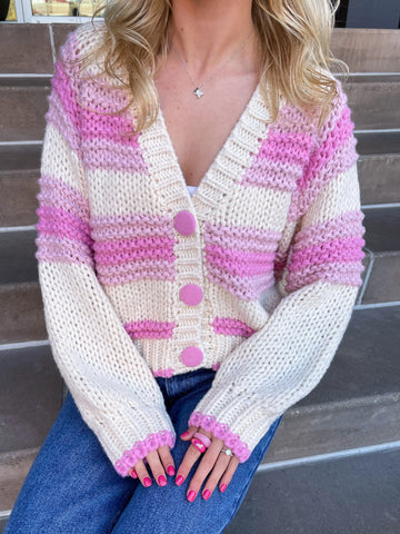 Chunky Knit Pink Cardigan for Cozy Everyday Outfits