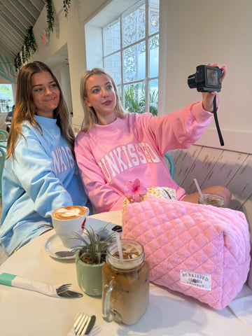 Pink Varsity Sunkissed Embroidered Mockneck Sweatshirt in Cozy 100% Cotton