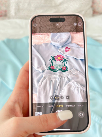 Icy Blue Embroidered Hibiscus Hoodie for Beach Day Style