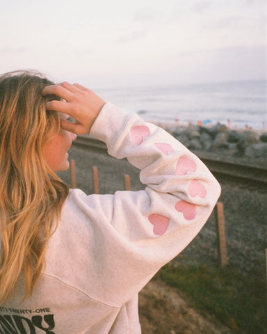 Oversized Hoodie with Heart Sleeve Detail for Cozy Everyday Style