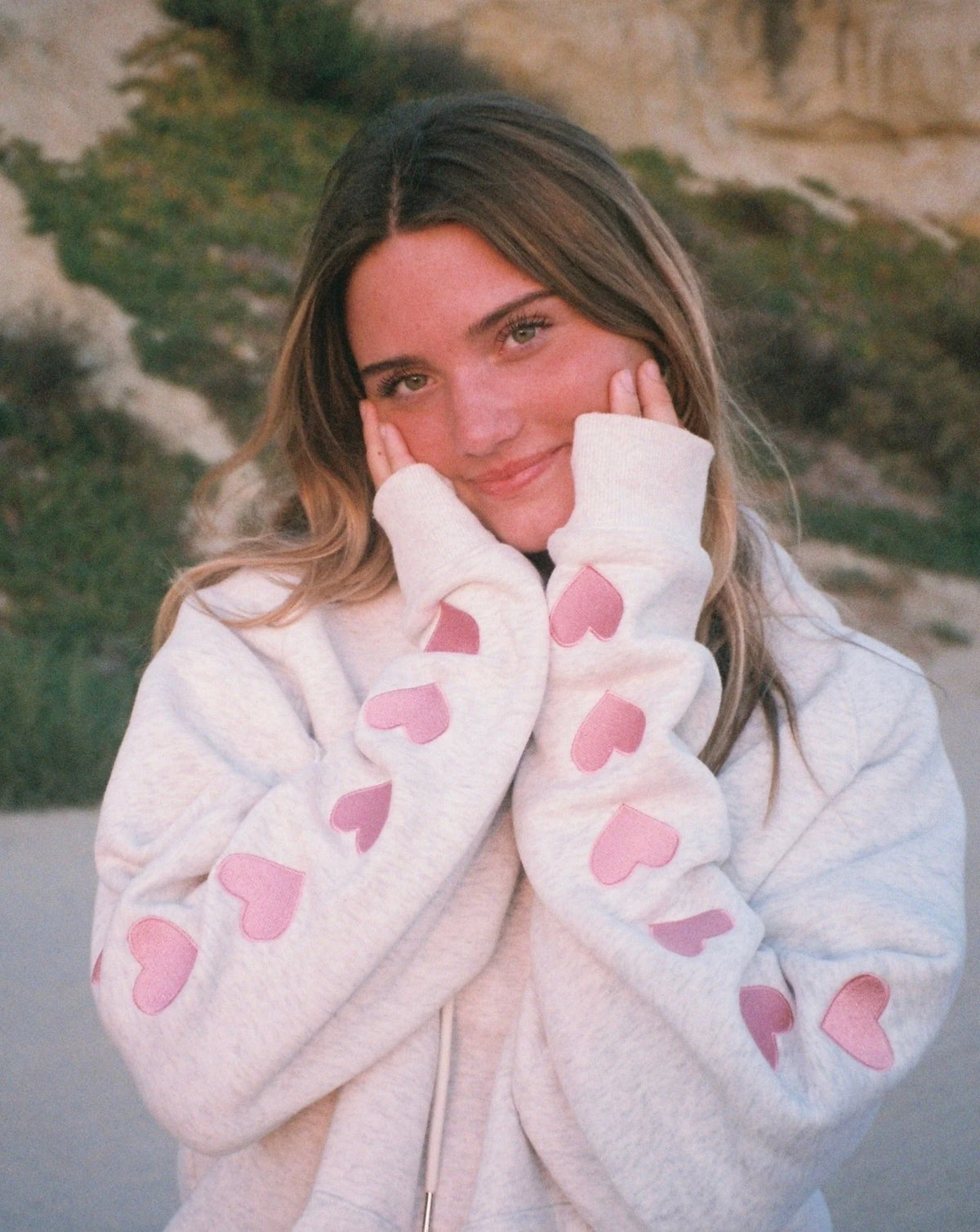 Oversized Hoodie with Heart Sleeve Detail for Cozy Everyday Style