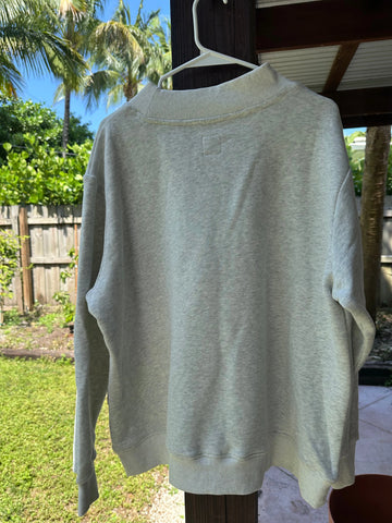 Pearl Grey Embroidered Mockneck Sweatshirt for Effortless Everyday Style