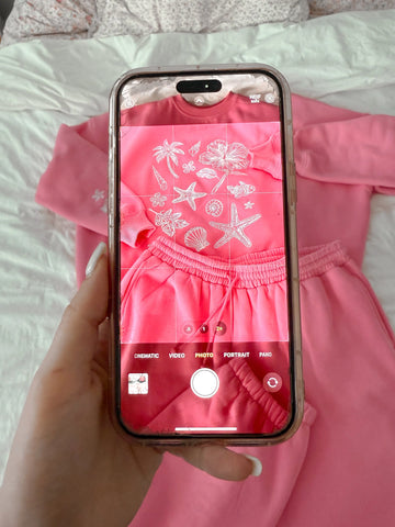 Tropical Embroidered Sweatshirt in Blooming Hibiscus Pink