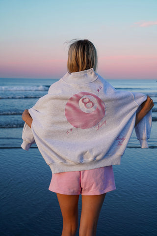 Pearl Grey 8 Ball Embroidered Sweatshirt for Effortless Street Style