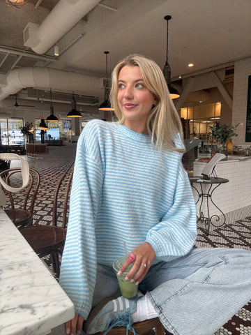 Soft Striped Baby Blue Sweater for Cozy Everyday Style