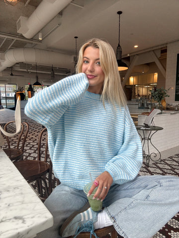 Soft Striped Baby Blue Sweater for Cozy Everyday Style