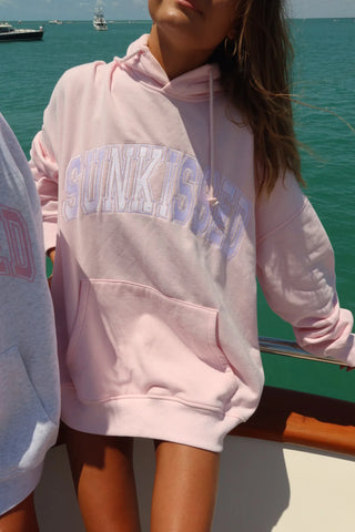 Soft Pink Embroidered Varsity Hoodie for Effortless Streetwear Style
