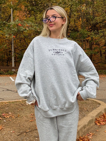 Cozy Grey Embroidered Sweatshirt for Effortless Afternoon Style