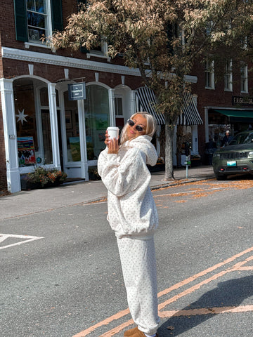 Cozy Ivory Cherry Print Hoodie for Everyday Casual Style