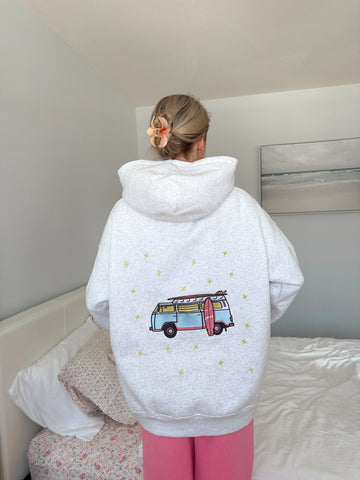 Effortless Pearl Grey Hoodie with Embroidered Star for Everyday Style