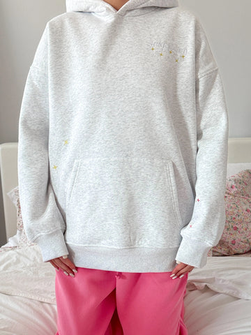 Effortless Pearl Grey Hoodie with Embroidered Star for Everyday Style