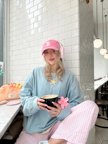 Soft Light Blue Corduroy Crewneck Sweatshirt for Everyday Comfort