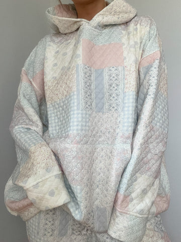 Dreamy Pastel Blue Quilted Hoodie for Effortless Cozy Style