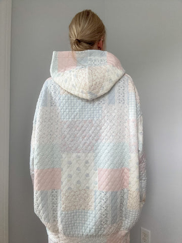 Dreamy Pastel Blue Quilted Hoodie for Effortless Cozy Style