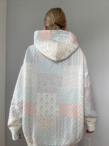 Dreamy Pastel Blue Quilted Hoodie for Effortless Cozy Style