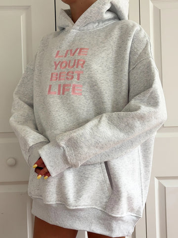 Pearl Grey Hoodie with Inspiring Embroidery for Everyday Style