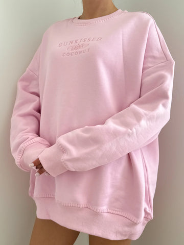 Soft Pastel Magenta Cotton Sweatshirt with Delicate Stitching