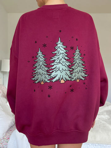 Cozy Embroidered Christmas Sweatshirt with Vintage Red Tree