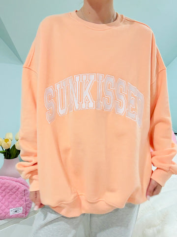 Varsity Embroidered Sweatshirt in Sherbet Orange for Effortless Street Style