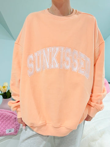Varsity Embroidered Sweatshirt in Sherbet Orange for Effortless Street Style