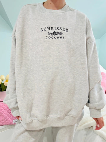 Cozy Grey Embroidered Sweatshirt for Effortless Afternoon Style
