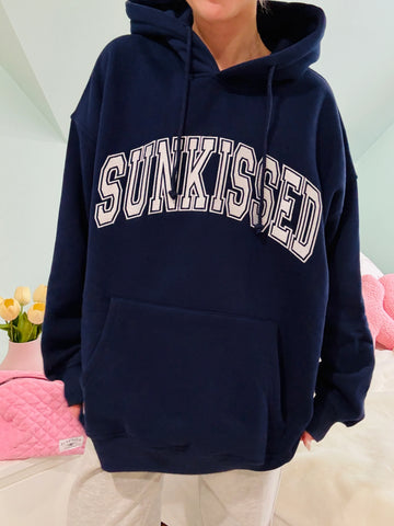 Varsity Embroidered Hoodie in Navy Blue for Effortless Street Style