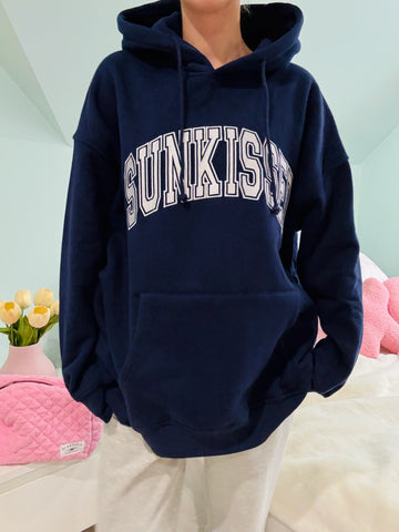 Varsity Embroidered Hoodie in Navy Blue for Effortless Street Style