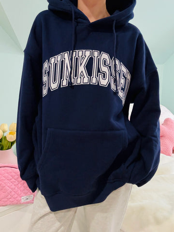 Varsity Embroidered Hoodie in Navy Blue for Effortless Street Style