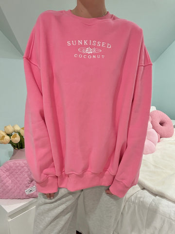 Hibiscus Pink Embroidered Sweatshirt for Effortless Everyday Style