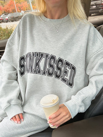 Cozy Grey Varsity Sweatshirt with Embroidered Details for Effortless Everyday Style