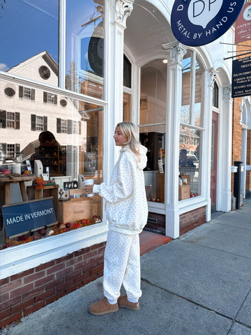 Cozy Ivory Cherry Print Hoodie for Everyday Casual Style