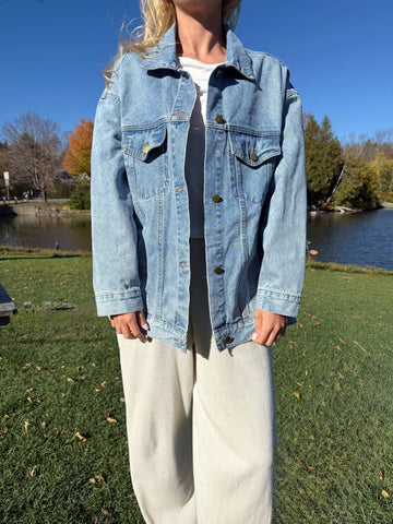 Oversized Denim Jacket for Effortless Layering and Cool Street Style